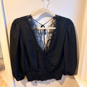Dolan Black Lace Detail Top size M